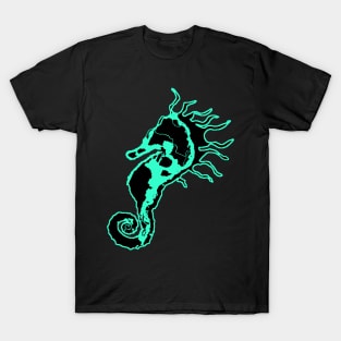 Sleepy Seahorse Aqua/Black T-Shirt